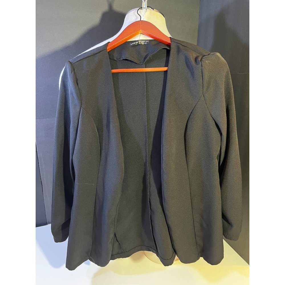 Shein Black No-Button Stretchy Blazer Top Size Large